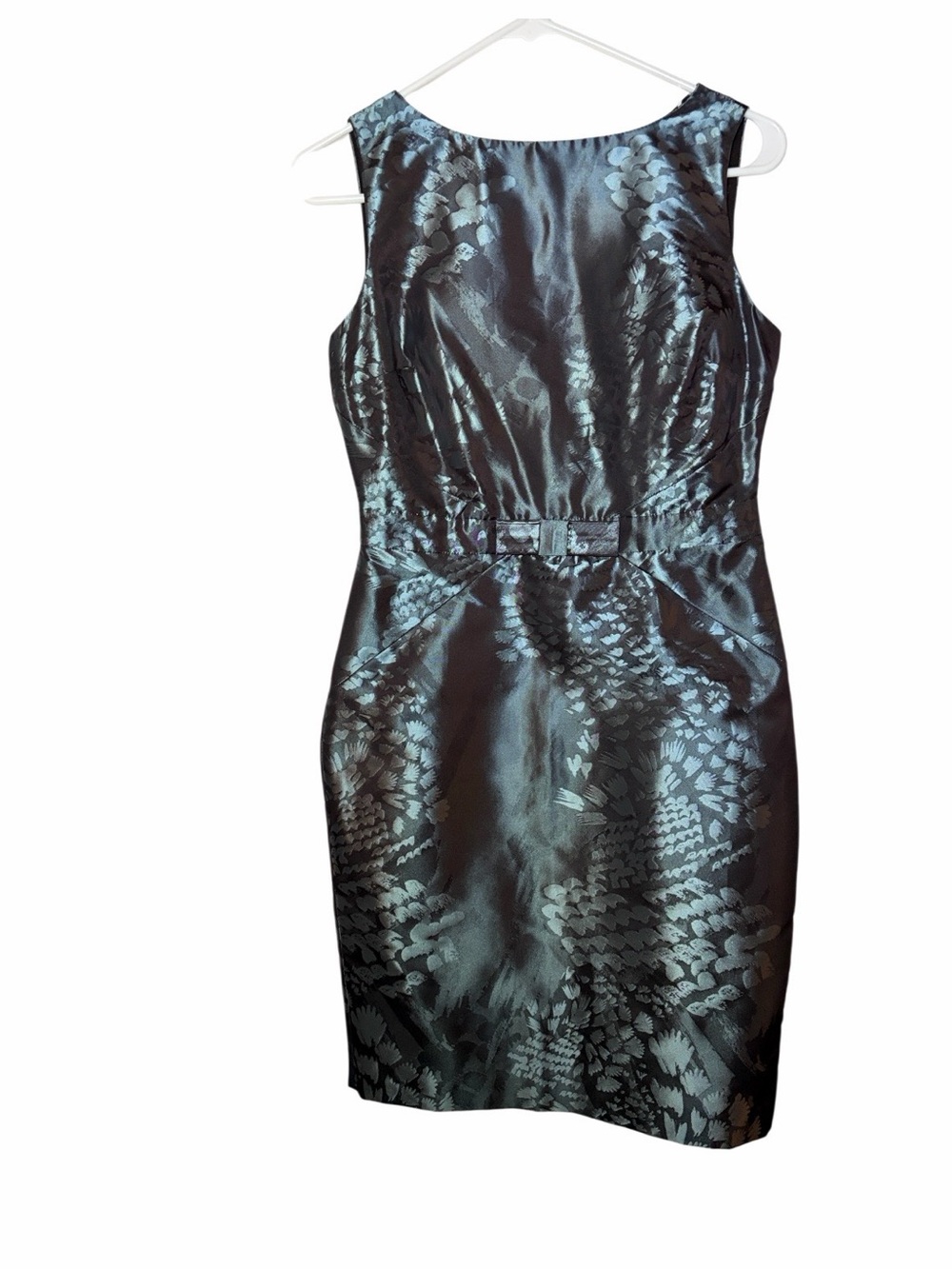 Anne Klein Teal and Black Floral Sheath Midi Dress